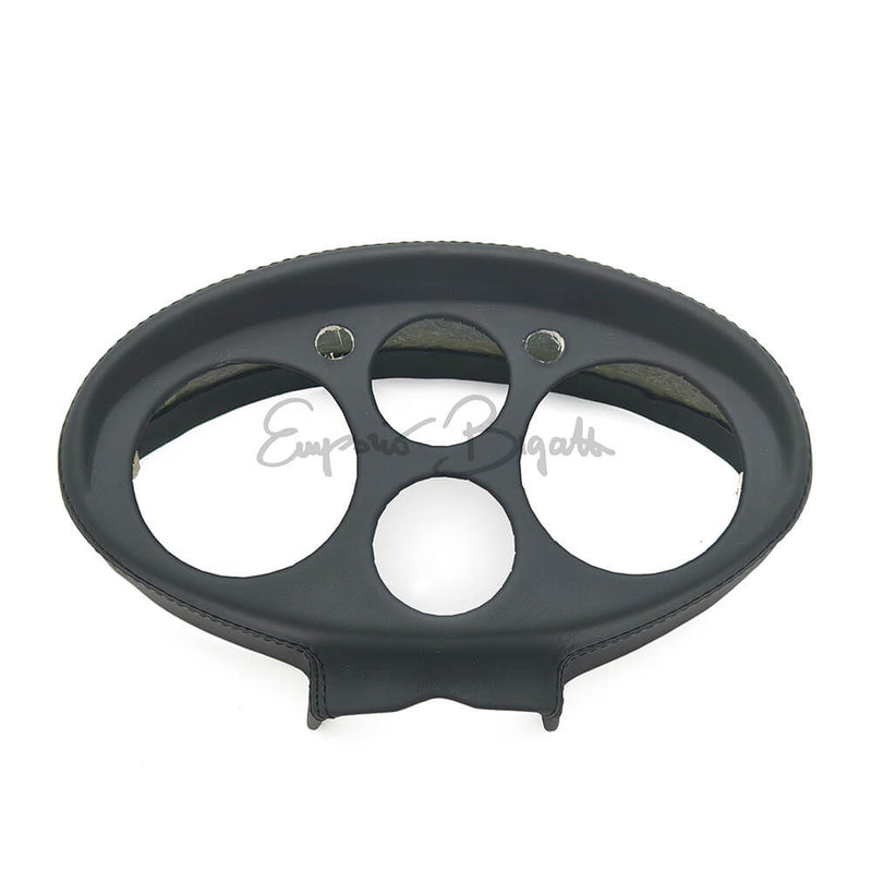 Cruscotto sportivo  in vetroresina rivestito in pelle nera Ovale Tipo Giannini senza strumenti | Fiat 500 N D F R Giardiniera |