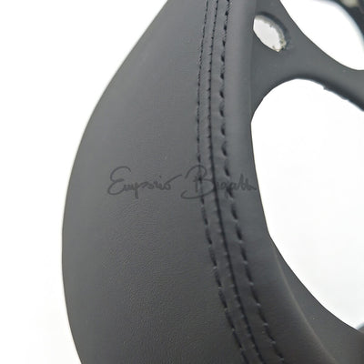 Cruscotto sportivo  in vetroresina rivestito in pelle nera Ovale Tipo Giannini senza strumenti | Fiat 500 N D F R Giardiniera |