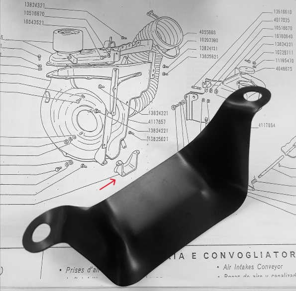 Carter inferiore convogliatore aria per raffreddamento coppa olio motore | Fiat 500 N D F L R | Fiat 126 |