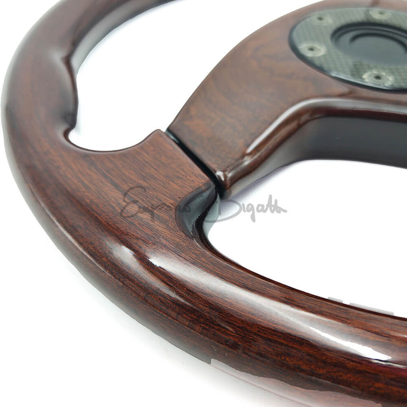 Volante mogano Astro diametro 350mm razze mogano con pulsante clacson