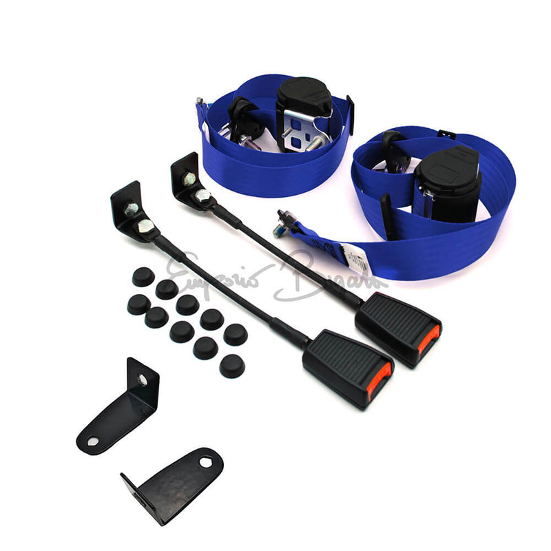 Cinture di sicurezza omologate blu con arrotolatore adattabili con Staffe di Montaggio nere | Fiat 500 N D F L R Giardiniera |