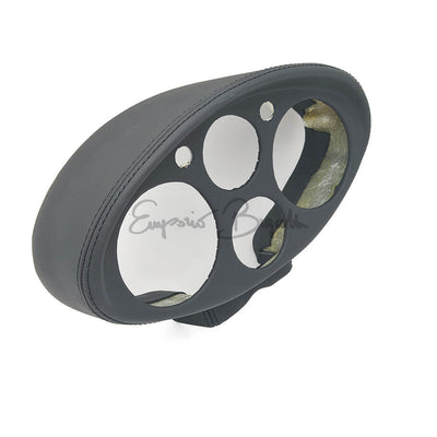 Cruscotto sportivo ovale in stile Giannini, rivestito in pelle nera, per personalizzazione Fiat 500