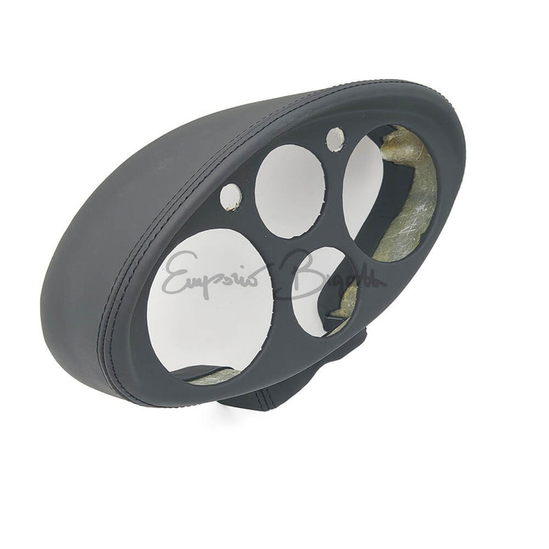 Cruscotto sportivo ovale in stile Giannini, rivestito in pelle nera, per personalizzazione Fiat 500