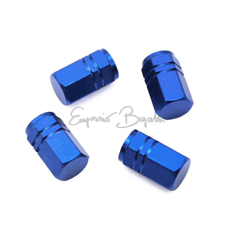 Kit 4 tappi coprivalvola in metallo blu per Fiat 500 e auto d&