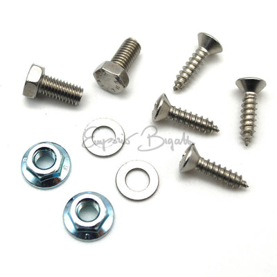 Kit porta targa anteriore sotto paraurti in metallo nero cornice inox e kit montaggio | Fiat 500 |