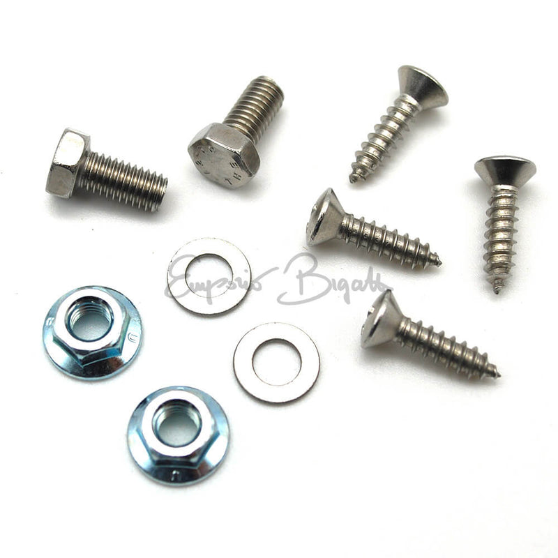 Kit porta targa anteriore sotto paraurti in metallo nero cornice inox e kit montaggio | Fiat 500 |
