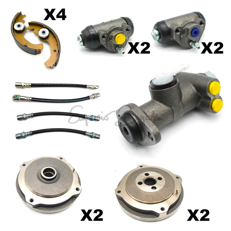 * Kit 4 cilindretti + 8 ganasce + pompa freni + 4 tubi freno + 4 tamburi | Fiat 500 F L |