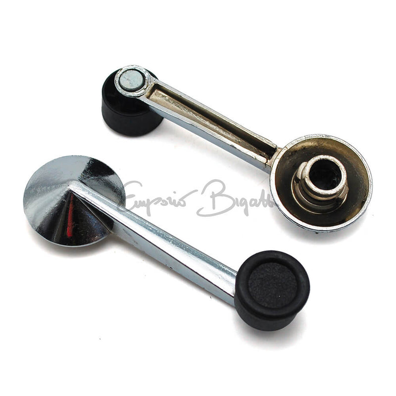 Maniglie alzavetro cromate adattabili per Fiat 500 F L R con pomello nero
