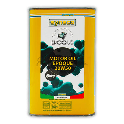 Olio motore Syneco EPOQUE 20W50 in latta di metallo da 1 litro per auto d'epoca | Fiat 500 N D F L R Giardiniera |