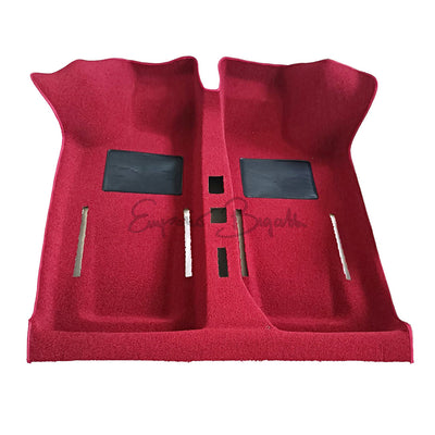 Tappeto interno preformato in vera moquette bouclé di colore rosso, per Fiat 500 L, conforme per certificazione ASI