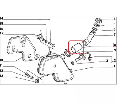 Tubo inferiore radiatore in gomma per collegamento termostato e pompa acqua, specifico per Fiat 126 Bis