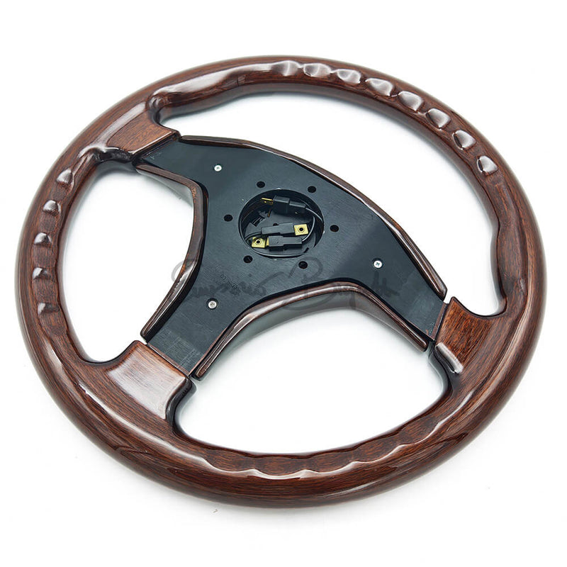 Volante mogano Astro 350mm con razze mogano e pulsante clacson