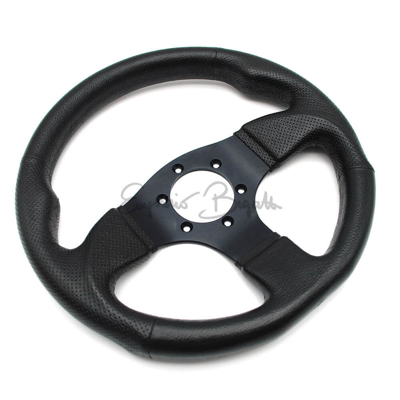 Volante sportivo Imola poliuretano nero, razze nere, diametro 300mm con pulsante clacson