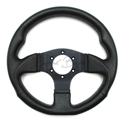 Volante sportivo Imola poliuretano nero, razze nere, diametro 300mm con pulsante clacson