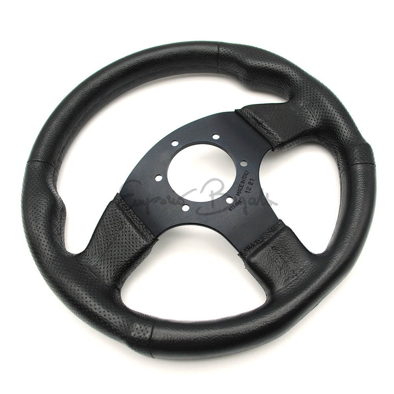 Volante sportivo Imola poliuretano nero, razze nere, diametro 300mm con pulsante clacson